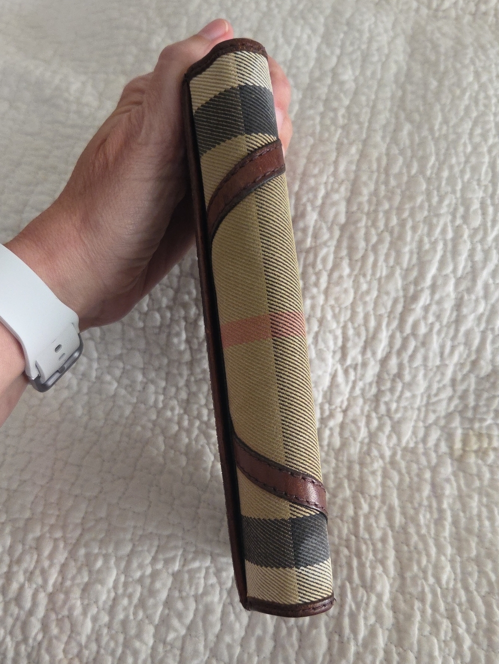 Burberry Beige Plaid Continental Wallet with Brown Leather Trim - Picture 15 of 16